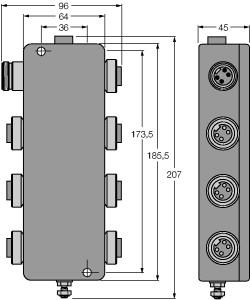[6611415] Turck PROFIBUS-PA, IP67 junction box, 6-channel (JBBS-48SC-M613/EX)