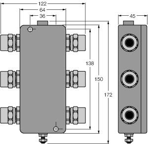 [6611417] Turck PROFIBUS-PA, IP67 junction box, 4-channel (JBBS-48SC-T415B/EX)