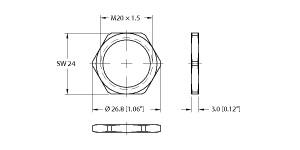 [A3118] Turck Sensor / Receptacle Hardware, Locknut (LOCKNUT-M20-BRASS-(10/BAG))