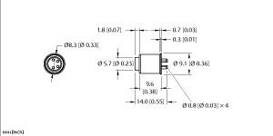[E1122] Turck Actuator and Sensor Accessory, Connector insert (MFKB 4 (10/BAG))