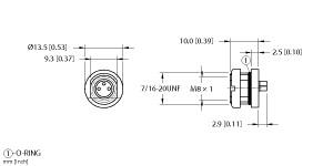 [U2-08598] Turck Actuator and Sensor Receptacle, Rear Mount, Solder cups (MFKS 3F)