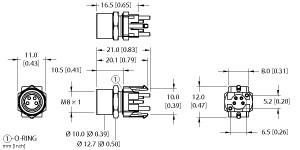 [U2-07207] Turck Actuator and Sensor Receptacle, Rear Mount, PCB Pins (MFKSH 4F-PCB)
