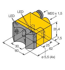 [1902005] Turck Inductive Sensor, For Rotary Actuators (NI4-DSU35TC-2ASIX4)