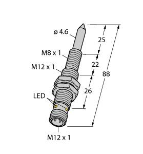 [1600610] Turck Magnetic Field Sensor, For Detection of Ferromagnetic Parts (NIMFE-M12/4.6L88-UN6X-H1141)