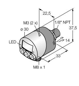 [6833011] Turck Pressure Sensor, IO-Link with 2 PNP Transistor Switching Outputs (PK01VR-N14AL-2UP8X-V1141)