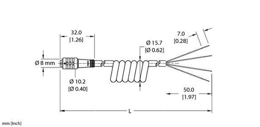 [U0070-11] Turck Actuator and Sensor Cordset, Connection Coil Cordset (PKG 4Z-3/S90-SP)