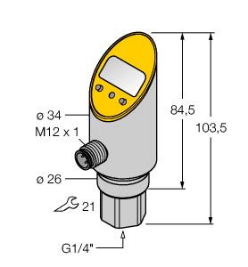 [6833303] Turck Pressure sensor, With Analog Output and PNP/NPN Transistor Switching Output, Output 2 Reprogrammable as Switching Output (PS003V-301-LI2UPN8X-H1141)
