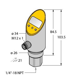 [6833354] Turck Pressure sensor, 2 PNP/NPN Transistor Switching Outputs (PS025V-302-2UPN8X-H1141)