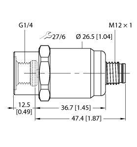 [6836006] Turck Pressure Transmitter, With Voltage Output (3-Wire) (PT1VR-1001-U1-H1143)