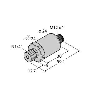 [6837130] Turck Pressure Transmitter, With Current Output (2-Wire) (PT500PSIG-2003-I2-H1143)