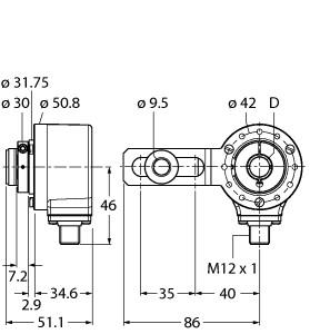 [1545804] Turck Incremental Encoder, Industrial Line (RI-12HA4S1-2K1024-H1181)