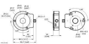 [1590912] Turck Contactless Encoder with Stainless Steel Housing, Incremental: 1 … 5000 ppr, Premium Line (RI360P0-EQR24M0-INCRX2-H1181)