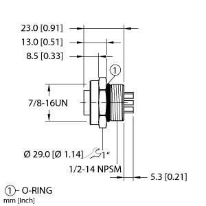[U5515-13] Turck Actuator and Sensor Receptacle, Front Mount (RKFL 66)