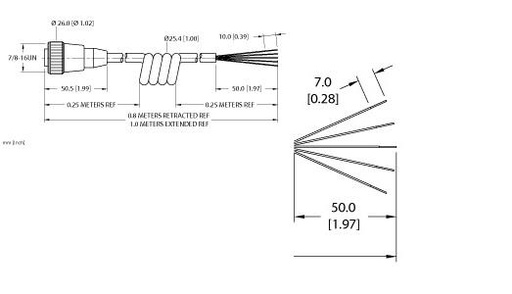 [U0899-21] Turck Actuator and Sensor Cordset, Connection Coil Cordset (RKM 50-1M/S90-SP)