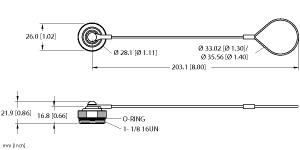 [U0923-26] Turck Accessory for 1-1/8, Closure cap, Threaded hand tighten + lanyard (RSMC-CC)