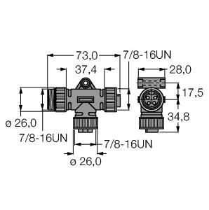 [U2385-7] Turck Zweifachverteiler, T-splitter (RSV-2RKV 49)