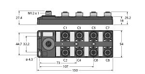 [6814101] Turck I/O Hub for Connecting Digital Signals to IO-Link Master, 8 Digital PNP Outputs 0.5 A (TBIL-M1-8DOP)