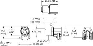 [U2-07211] Turck Actuator and Sensor Receptacle, Rear Mount, Right-angle PCB Pins (WMFKSH 4F-PCB)