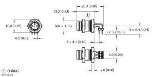 [U0902-4] Turck Actuator and Sensor Receptacle, Rear Mount, Right-angle PCB Pins (WMFS 3F-PCB)