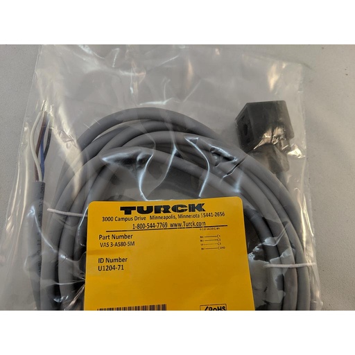 [U1204-71] Turck Actuator and Sensor Cable, Connection Cable (VAS 3-A580-5M)