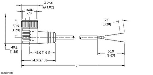 [U2138] Turck Actuator and Sensor Cordset, Connection Cable (WKM 20-2M)