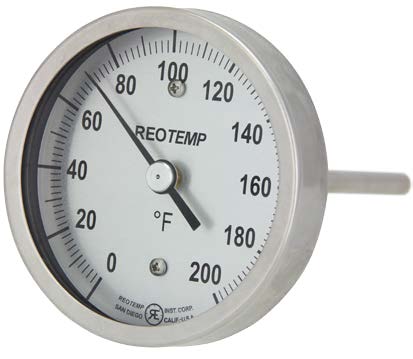 [AA0401F47] Industrial Bimetal Dial Thermometer AA: 3&quot; Dial Back Conn./Reset 040: 4&quot; Stem 1: 1/2&quot; NPT (fits std. thermowell) F47: 0/250°F
