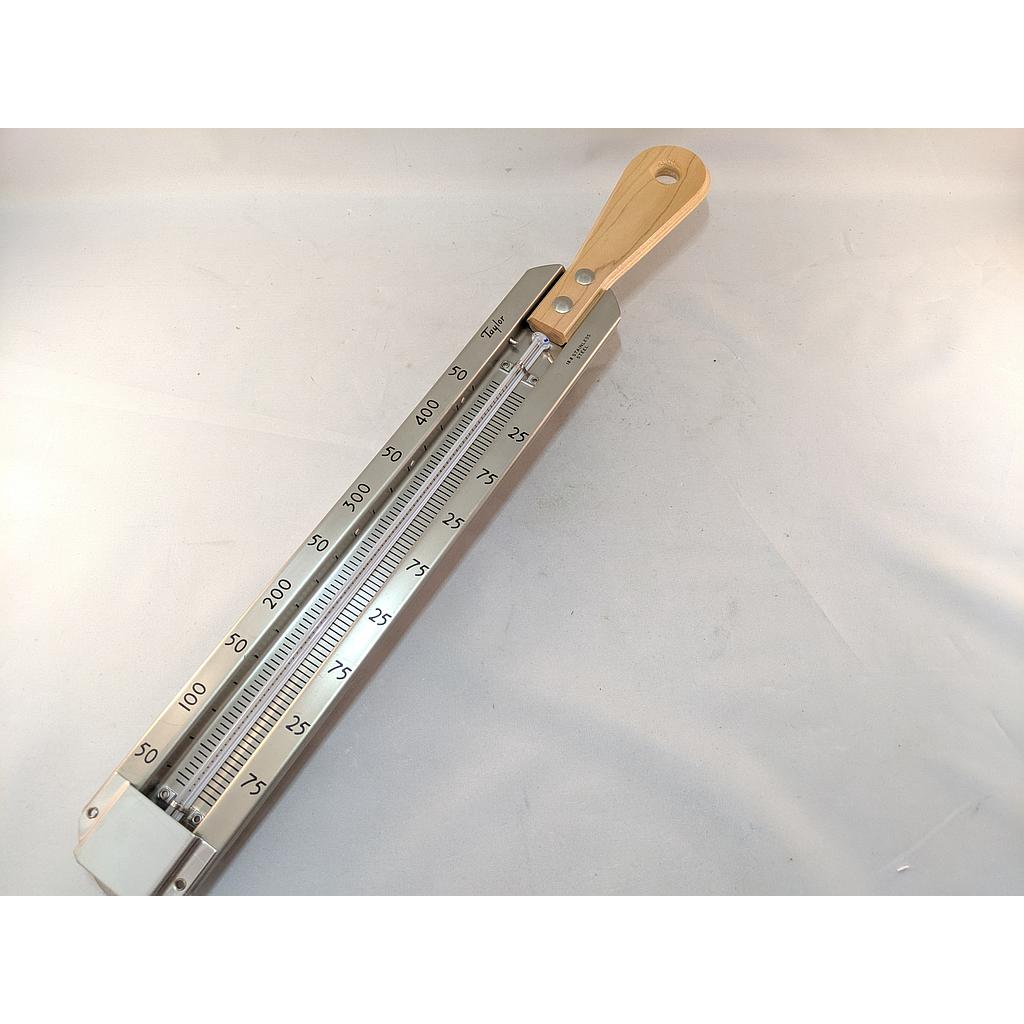 [5907] Confectioners Thermometer 60-360F Mercury SS Case W Handle