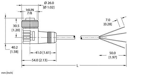 [U2322-01] Turck Actuator and Sensor Cordset, Connection Cable (WKM 40-2M)