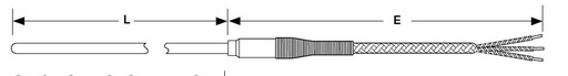 [RFGA0TK060AB010] Watlow RF Style RTD, Single 2-Wire, 1/8" OD x 6" SS Mineral-Insulated Sheath, 12" Fiberglass Lead