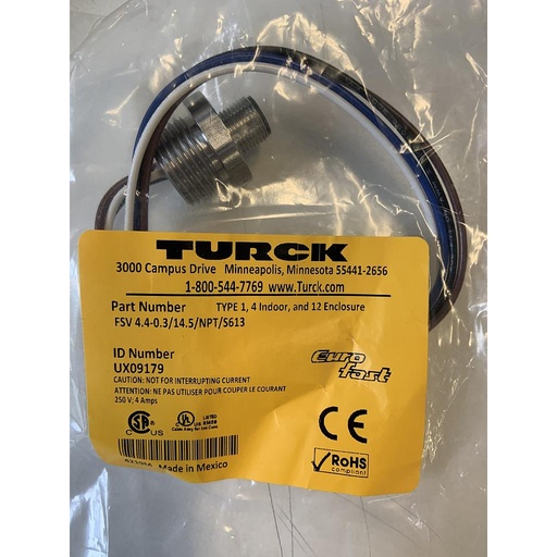 [UX09179] Turck Actuator and Sensor Receptacle, Front Mount (FSV 4.4-0.3/14.5/NPT/S613)