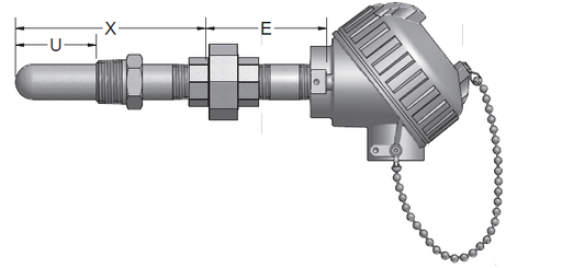 [R5T285L483-05-CIP-1-5-31,W] Pyromation CIP Sanitary-Connected RTD, Dual 3-Wire, 1/4" OD x 5" Immersion, 1-1/2" OD SS Tri-Clamp, Aluminum Head, Epoxy Coating