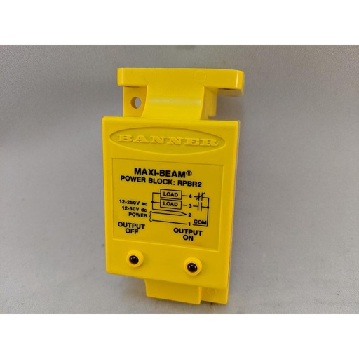 [26610] Banner MAXI-BEAM: Power Block; Range: Depends on Sensor; Input: 12-30 V dc-12-250 V ac; Output: SPDT Electromechanical Relay; Wiring Chamber (RPBR2)