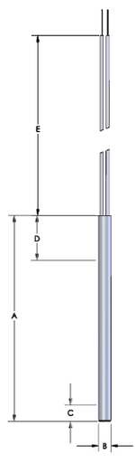 [E3A50-E12] Watlow 1/4" x 3" FIREROD Stock Heater, 120V, 300W, 12" Fiberglass Swaged In Leads