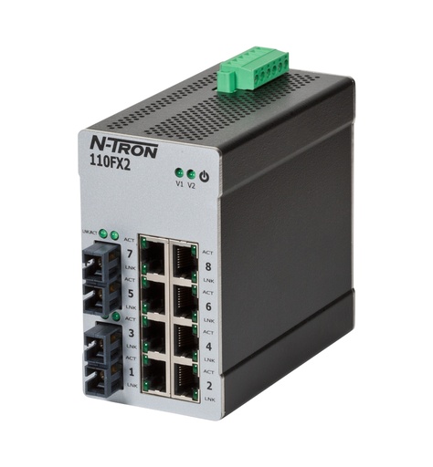 [110FX2-SC] 100 Series, 10-Port, N-Tron 110FX2 Unmanaged Industrial Ethernet Switch, SC 2km