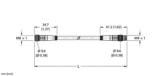 [U2515-80] Turck Actuator and Sensor Cordset, Extension Cable (PKG 3M-6-PSG 3M)