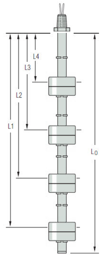 [W1128332] Gems LS-700-1-SS-SS-SPST-020-GR1-4, LS-700 Series, 1/8"NPT, 316SS Stem and Float, L1=11.25" N.C., L2 = 7.25" N.C., L3 = 5.25" N.C., L4 = 1.25" N.C.