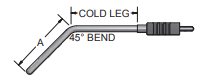 [K48U-005(3/4)-304-15-T1A042-4] TYPE K THERMOCOUPLE, 1/4" 90° BEND AT 4", 42" SS HOSE, MALE PLUG