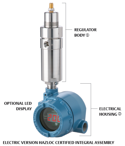 [44-68G1D241E10-008] TESCOM REGULATOR, SPRING LOADED, 316SS BODY, ELGILOY DIAPHRAGM & SPRING, 0-50PSI OUTLET, 400W AT 240 VAC, 100W AT 120 VAC, 1/4" NPT, GLASS COVER WITH LED DISPLAY