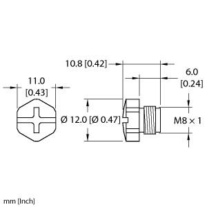 [U6427] Turck Actuator and Sensor Accessory, Closure cap, Threaded Phillips Head (PSGM-CC (8/BAG))
