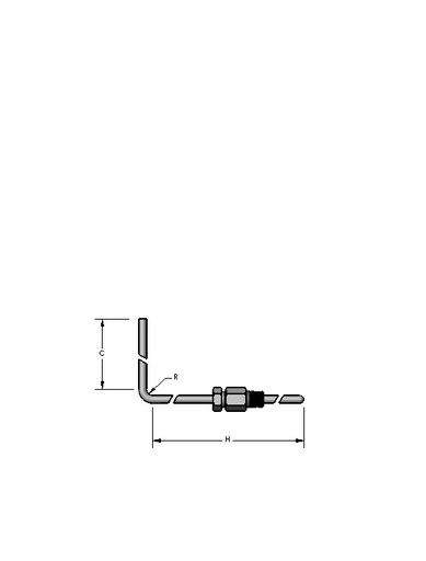 [2104-5013] Watlow RB Style RTD, Single 3-Wire, SS, 3/16" OD x 90° Bend (6" Hot/3" Cold), 30' PFA/SS Lead