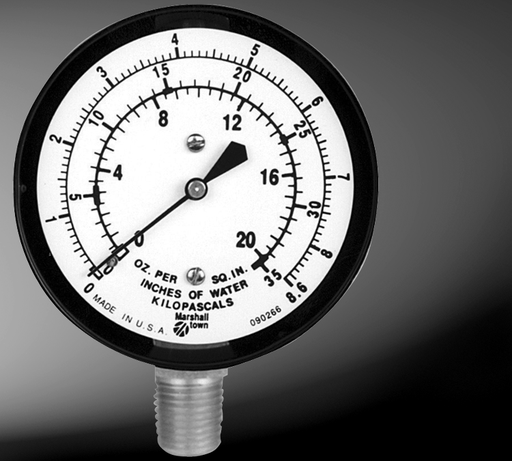 [G24503] Low Pressure Diaphragm Gauge, 2.5" Dial, 1/8" NPT Brass Bottom Mount, 0-15"WC