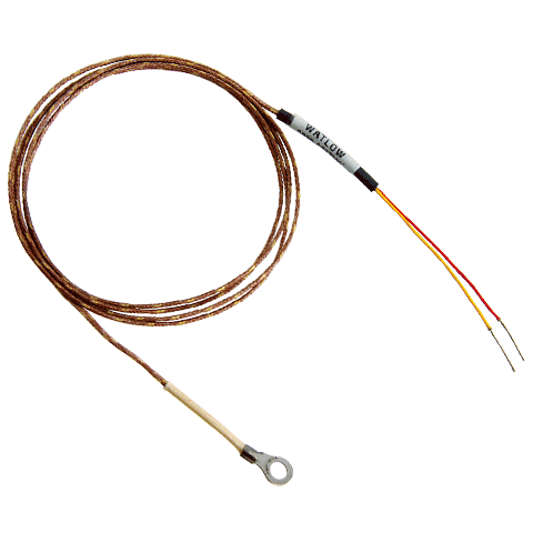 [70XJSGC040F] Style 70 Thermcouple, Ring terminal, grounded, Type J, Fiberglass w/SS overbraid leads, 40"