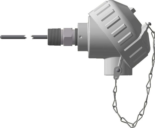 [R5T185L383-009-SL-8HN63] Pyromation Spring-Loaded RTD, Single 3-Wire, 3/16" OD x 9" SS Sheath, PP Head