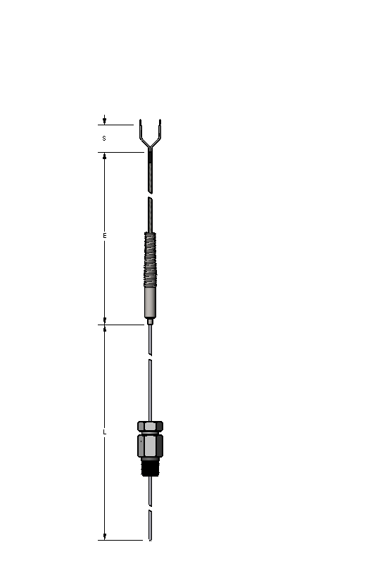 [2125-6647] MINERAL INSULATED THERMOCOUPLE, TYPE K, .125&quot; DIAMETER, 4&quot; LENGTH, 25FT LEADS