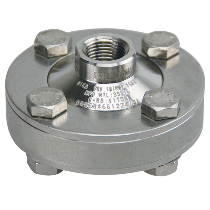 [9795133] DIaphragm Seal, 1/2&quot;NPTF x 1/2&quot;NPTF, Stainless Steel Upper and Hardware, SS Lower and Diaphragm, 1/4&quot;NPT Flushing Port,