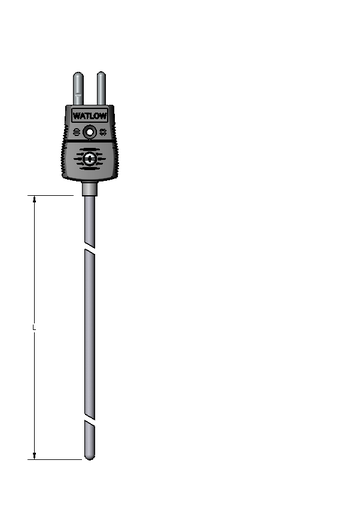 [ACGH00A100GK000] Watlow AC Style Mineral Insulated Type K Thermocouple, .125" dia sheath, 10" Length, plug, 304 SS