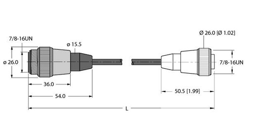 [U2255-3] Turck Actuator and Sensor Cable, Extension Cable (RSM RKM 30-3M)