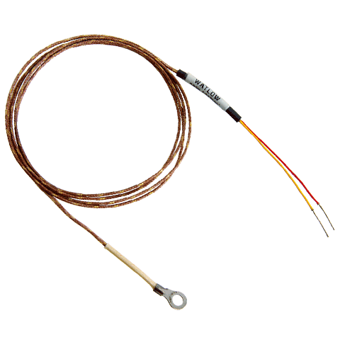 [2173-7832] Watlow Style 70 Thermcouple, Ring Terminal, Grounded, Type J, 6" Fiberglass Leads w/Male Mini Plug (Replaces 70Xjfga006F)