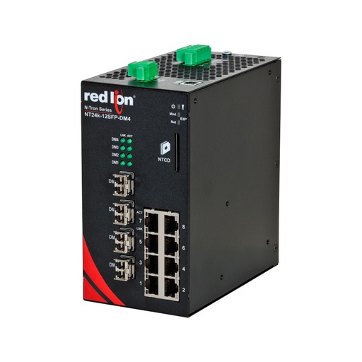 [NT24k-12SFP-DM4] NT24k Series, 12-Port, N-Tron NT24k®-12SFP Managed Gigabit Ethernet Switch, DM4 SFPkm