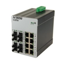 [112FX4-ST] 100 Series, 12-Port, N-Tron 112FX4 Unmanaged Industrial Ethernet Switch, ST 2km